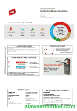Portugal EDP business utility bill template in Word and PDF formats, good for address prove